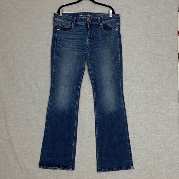 American Eagle Original Boot Stretch Jeans Sz 14 Long Factory Fade - Picture 1 of 10